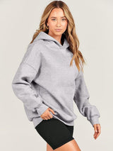 Dropped Shoulder Long Sleeve Hoodie Trendsi