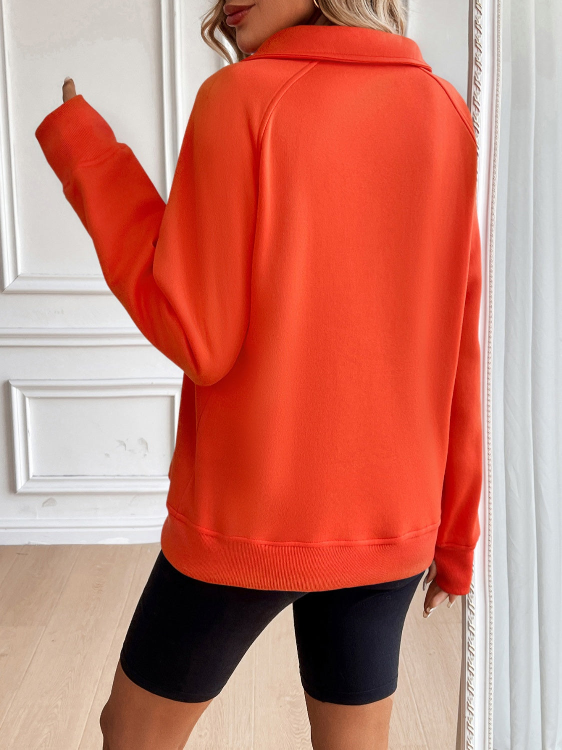 Ivy Lane Half Zip Raglan Sleeve Sweatshirt Trendsi