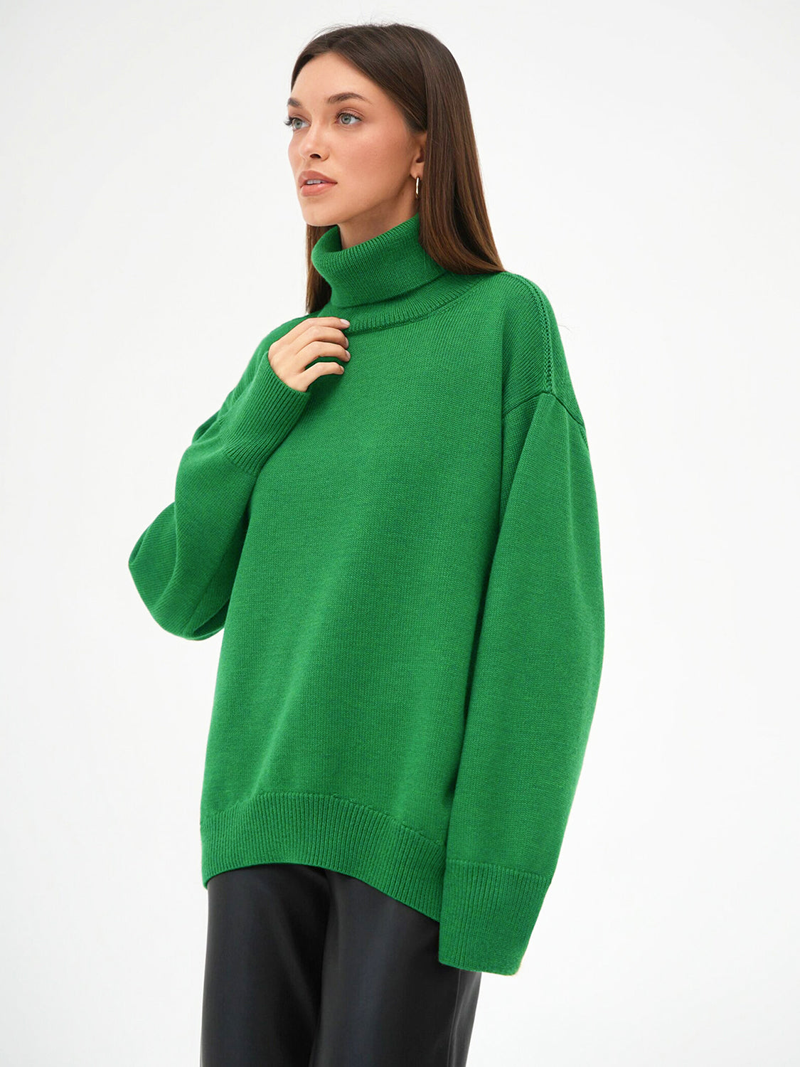 Turtleneck Long Sleeve Sweater Trendsi