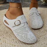 Suede Round Toe Wedge Sandals Trendsi