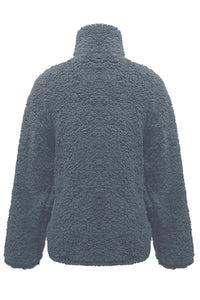 Fuzzy Turtleneck Long Sleeve Sweatshirt Trendsi