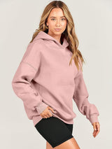 Dropped Shoulder Long Sleeve Hoodie Trendsi