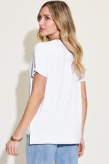 Basic Bae Full Size V-Neck High-Low T-Shirt Trendsi