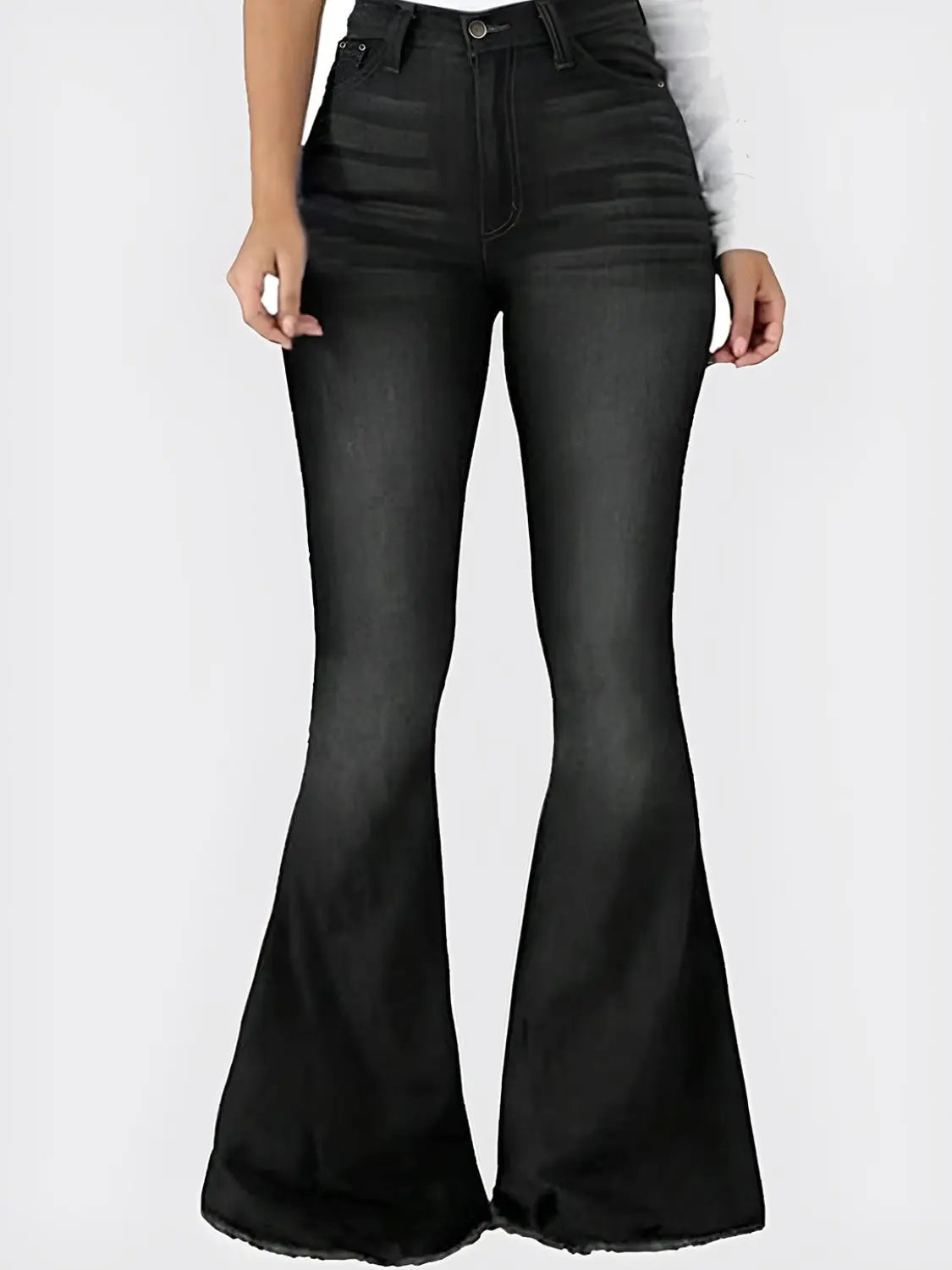 Raw Hem Flare Jeans with Pockets Trendsi