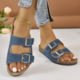 Open Toe Double Buckle Sandals Trendsi