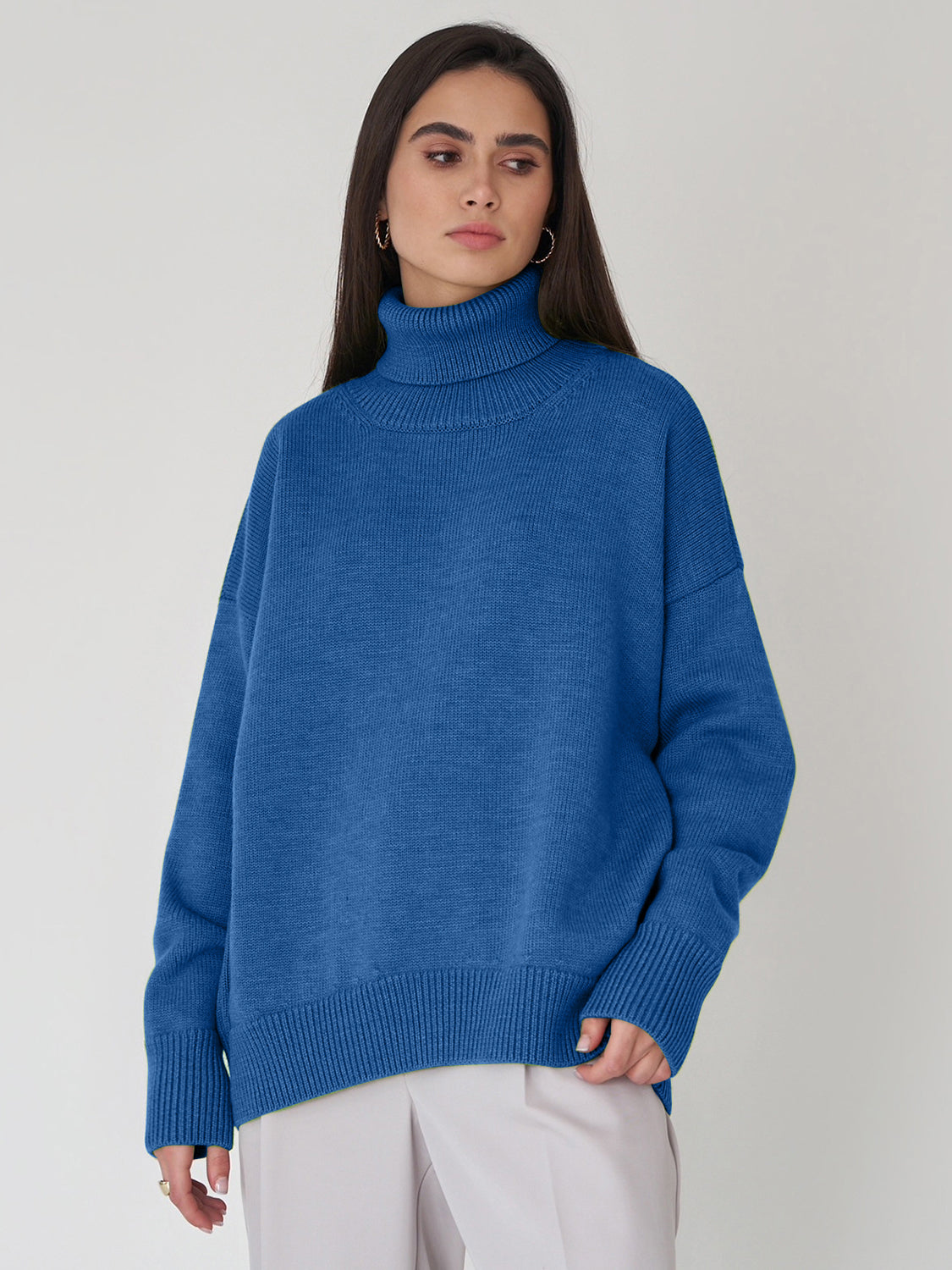 Turtleneck Long Sleeve Sweater Trendsi