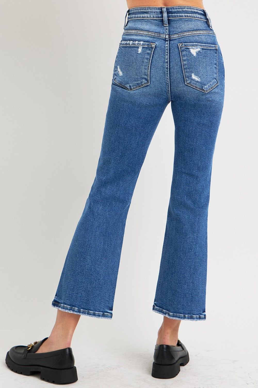 RISEN Full Size Tummy Control High Rise Crop Bootcut Jeans Trendsi