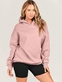 Dropped Shoulder Long Sleeve Hoodie Trendsi