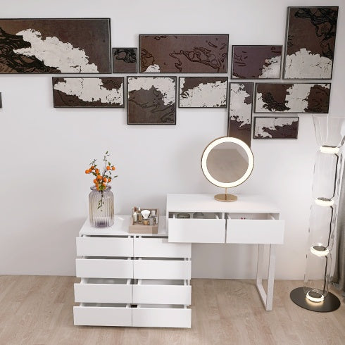 Extended Desktop 10 Drawers Chest Of Drawer Without Handle White Color Vanity Cjdropshipping