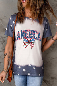 AMERICA Round Neck Short Sleeve T-Shirt Trendsi