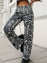 Full Size Animal Print Elastic Waist Pants Trendsi