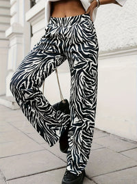 Full Size Animal Print Elastic Waist Pants Trendsi