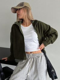 Honey Zip Up Long Sleeve Cropped Jacket Trendsi