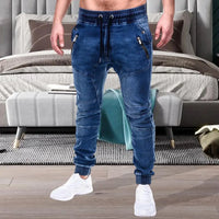 Men's Outdoor Summer Riding Jeans Motorpoof Jeans Skinny Jeans Fashion Pockets Denim Pencil Pants Ankle Tied Denim Trousers AliExpress