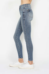 Judy Blue Full Size Tummy Control Contrast Wash Skinny Jeans Trendsi