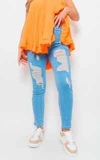 Distressed High Waisted Jeans-0