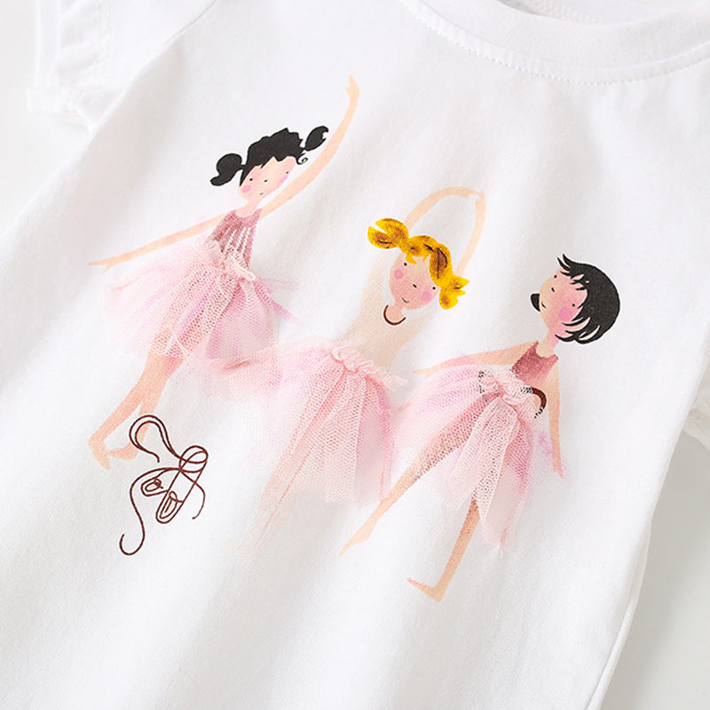 Summer Baby Kids Girls Cartoon Print T-Shirt And Shorts Clothing Set