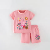 Summer Baby Kids Girls Cartoon Print T-Shirt And Shorts Clothing Set