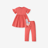 Summer Baby Kids Girls Unicorn Pattern Orange Dress And Pants Clothing