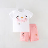 Summer Baby Kids Girls Cartoon Print T-Shirt And Shorts Clothing Set