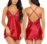 2018 Women Sexy Lingerie V Neck Nightwear Sex Satin Sleepwear Lace Jade