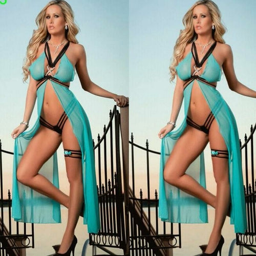 Sexy Women 3 Piece Set Lingerie Slips Toy Exotic Queen Lingerie Jade