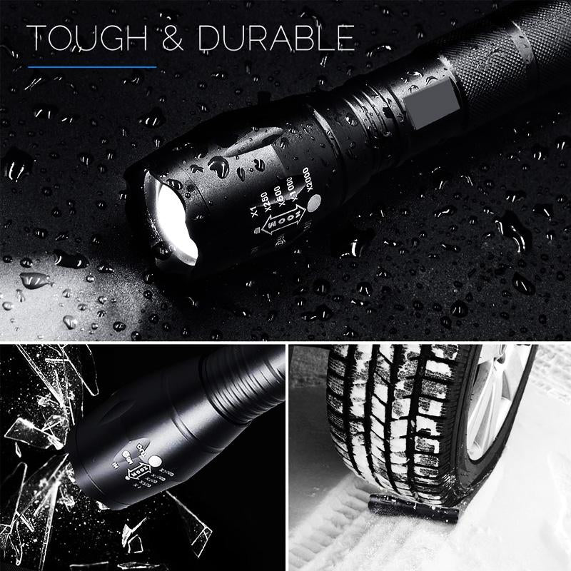 8000 LM Led flashlight Ultra Bright torch T6 Camping light 5 switch Jade