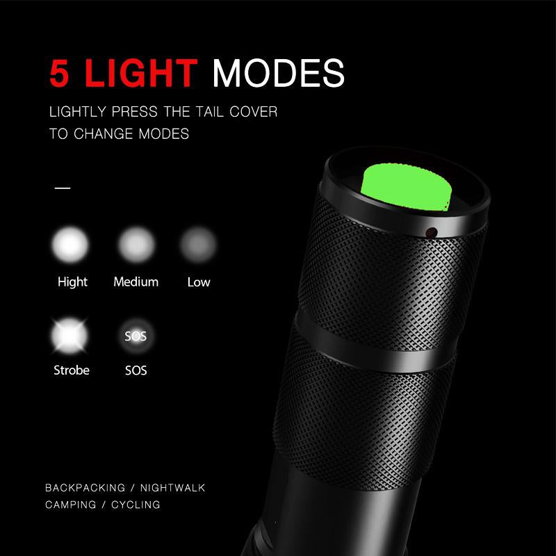 8000 LM Led flashlight Ultra Bright torch T6 Camping light 5 switch Jade