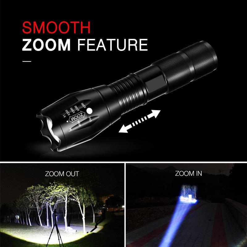 8000 LM Led flashlight Ultra Bright torch T6 Camping light 5 switch Jade